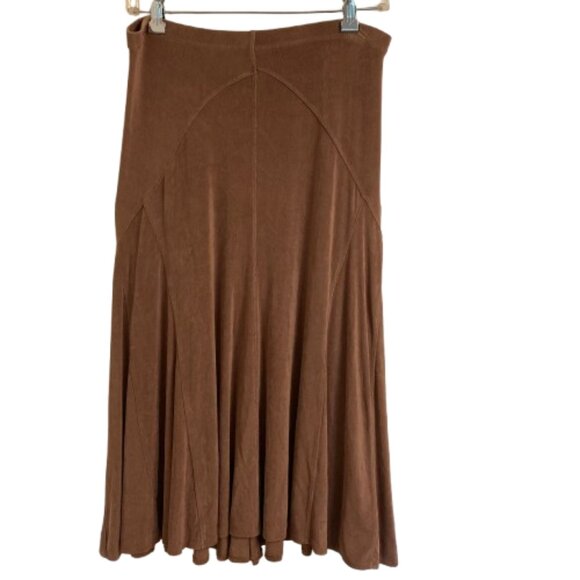 Coldwater Creek Maxi Skirt Elastic Waist A-Line Med. Brown Travel Western sz Med - Picture 1 of 7